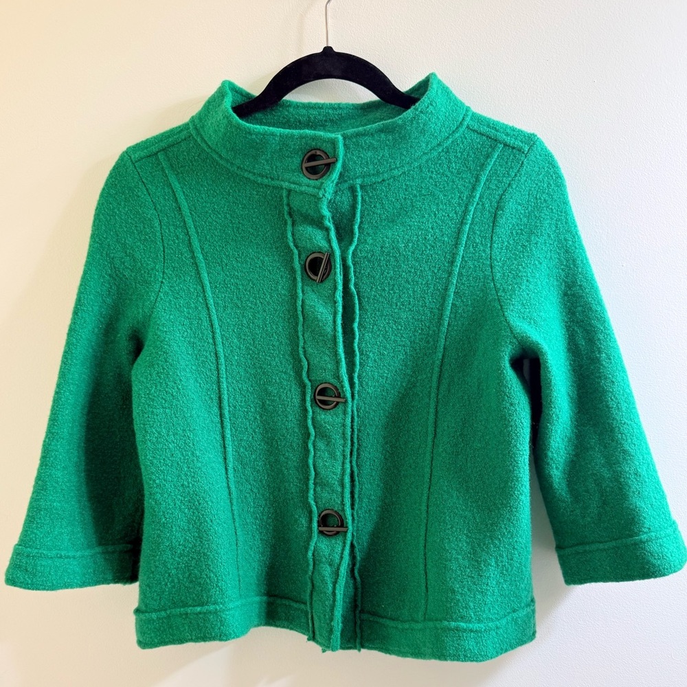 Chico's Boiled Wool Addison Cardigan Jacket Size 1 - Picture 1 of 7
